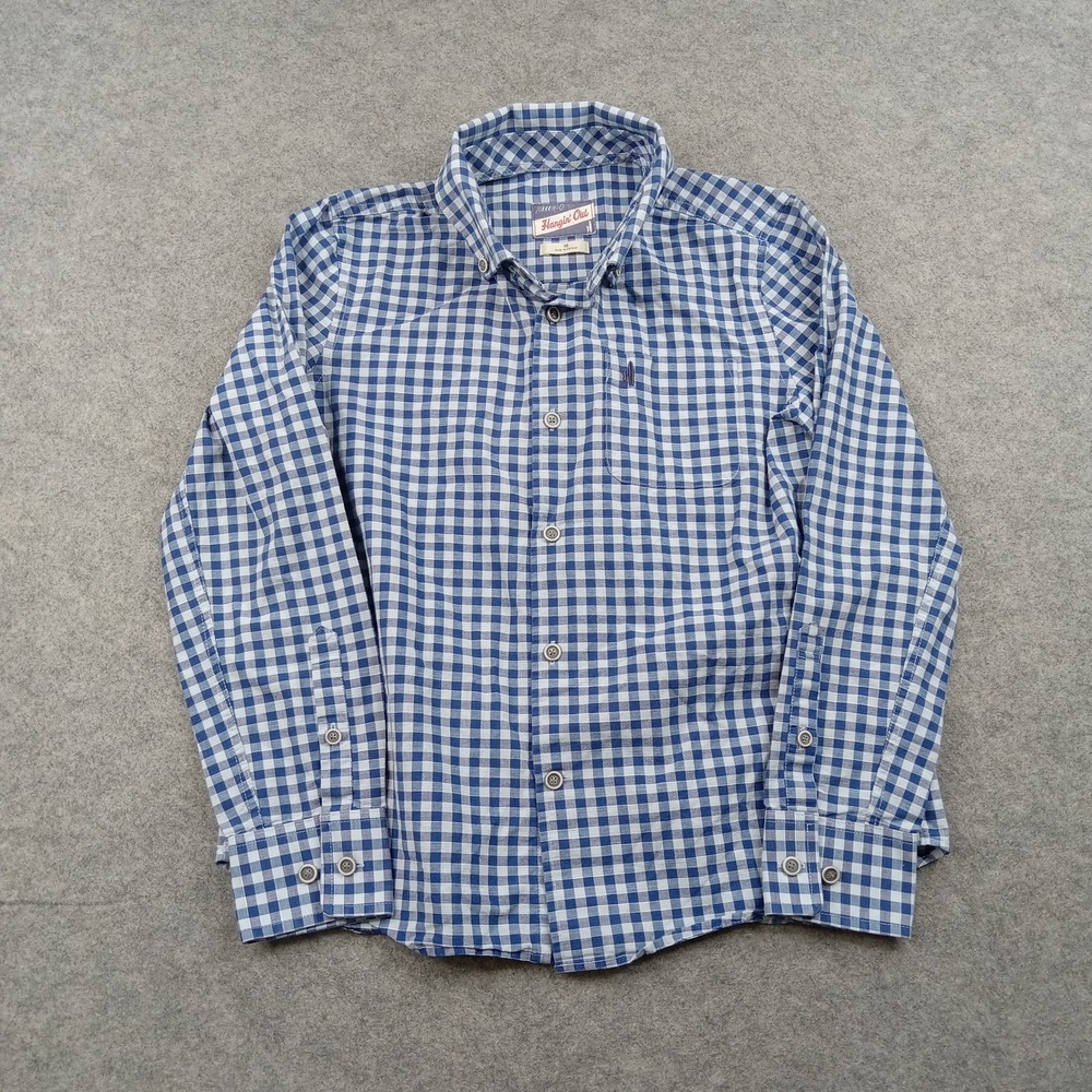 Johnnie-O Shirt Boys 10 Blue Gingham Button‎ Front Long Sleeve Cotton Wooster